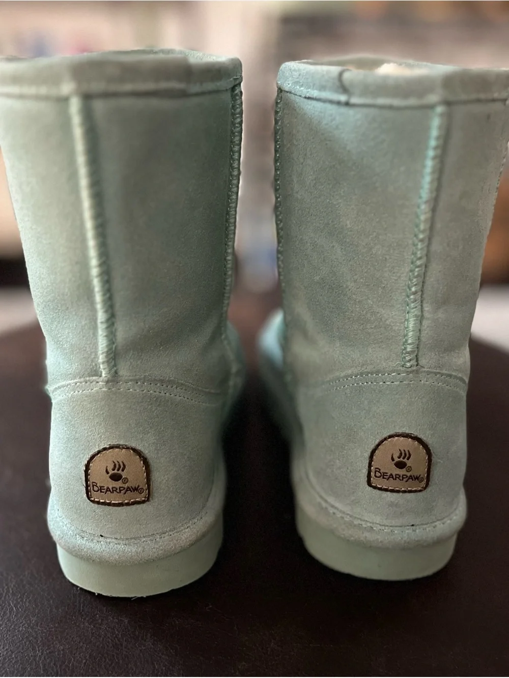 BearPaw Kids Mint Green Suede Shearling Boots - Size 2
